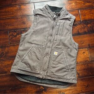 Carhartt Gray Sherpa-Lined Jacket Vest
